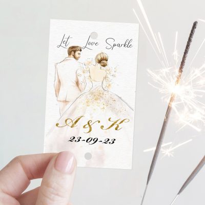 Καρτάκι γάμου με Sparkler Stick -Ζευγάρι (10 τεμ)
