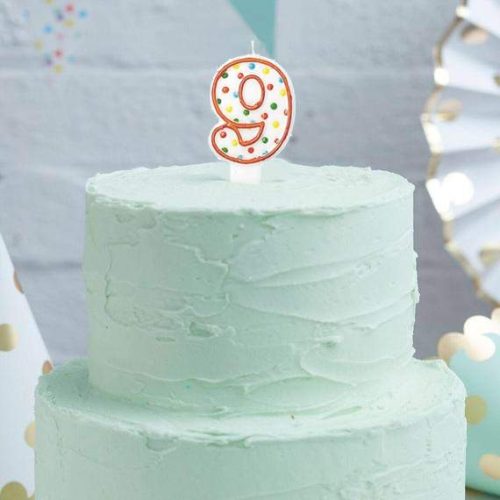 Κεράκι τούρτας No 9 Πολύχρωμο Πουά