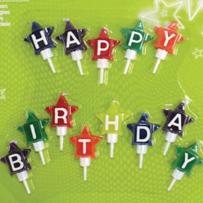 Κεράκια σε σχήμα αστεράκια Happy Birthday 13 τεμ