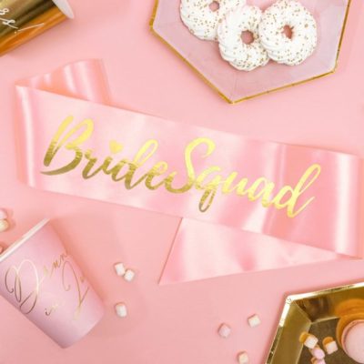 Κορδέλα ροζ σατέν Bride Squad