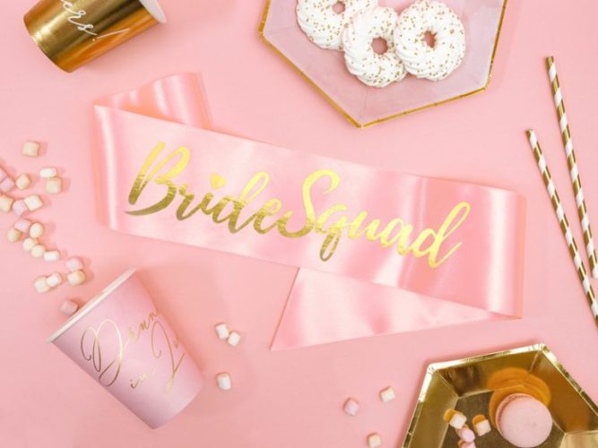 Κορδέλα ροζ σατέν Bride Squad