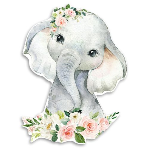 Ξύλινη φιγούρα Ελεφαντάκι φλοράλ