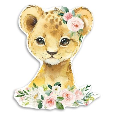 Ξύλινη φιγούρα Λιονταράκι φλοράλ