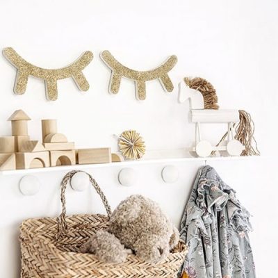 Ξύλινο διακοσμητικό τοίχου Ματάκια-Βλεφαρίδες 2 τεμ