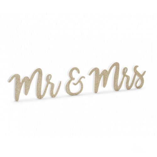 Ξύλινο διακοσμητικό τραπεζιού Χρυσό Mr & Mrs