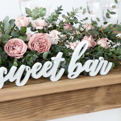 Ξύλινο διακοσμητικό τραπεζιού λευκό Sweet Bar