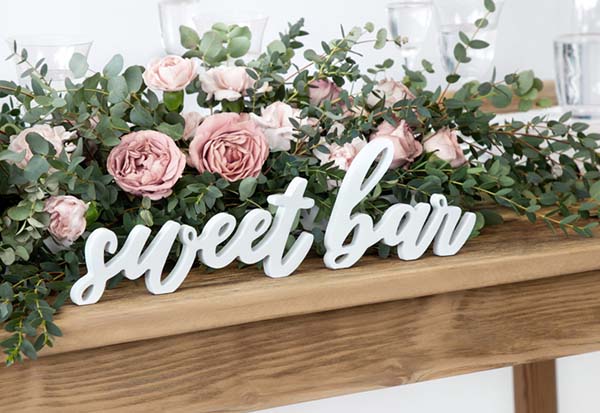 Ξύλινο διακοσμητικό τραπεζιού λευκό Sweet Bar