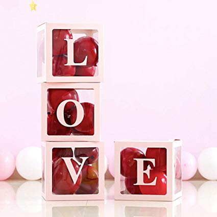 Λευκά Κουτιά διακόσμησης για μπαλόνια – LOVE