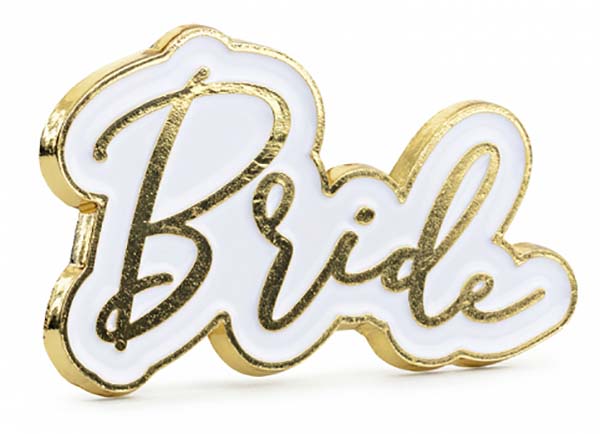 Μεταλλική χρυσή καρφίτσα Bride