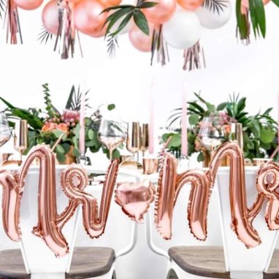 Σετ μπαλόνια Mr & Mrs rosegold 125cm