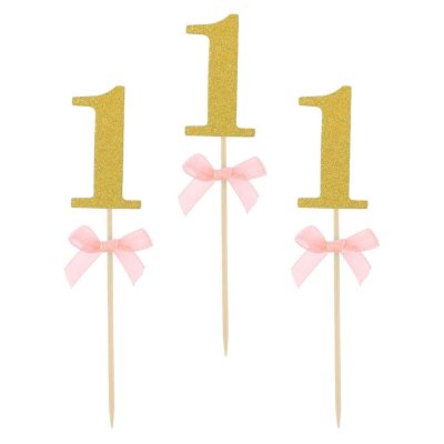 Οδοντογλυφίδες πάρτυ 1st Birthday ροζ 10 τεμ
