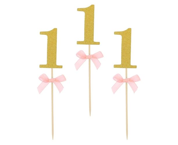 Οδοντογλυφίδες πάρτυ 1st Birthday ροζ 10 τεμ