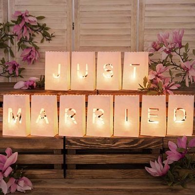 Φαναράκια για κεράκια Just Married 11 τεμ