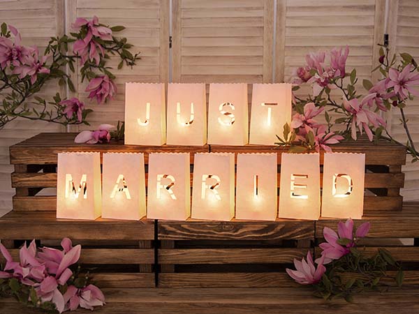 Φαναράκια για κεράκια Just Married 11 τεμ