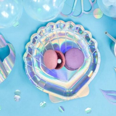 Ιριδίζοντα Πιάτα πάρτυ Γοργόνα - Κοχύλι 6 τεμ