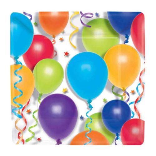 Πιάτα φαγητού τετράγωνα Balloons 8 τεμ