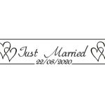 Πινακίδα αυτοκινήτου γάμου Just Married black hearts (2 τεμ)