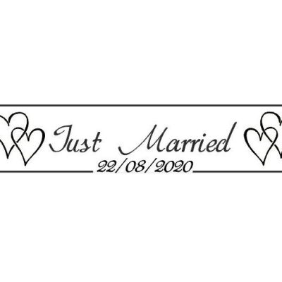 Πινακίδα αυτοκινήτου γάμου Just Married black hearts (2 τεμ)