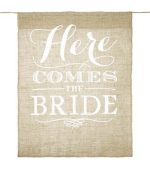 Πινακίδα γάμου Here comes the bride
