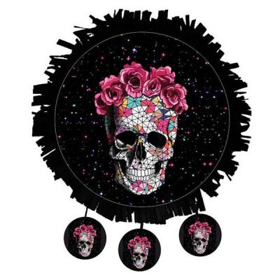 Πινιάτα Νεκροκεφαλή με λουλούδια