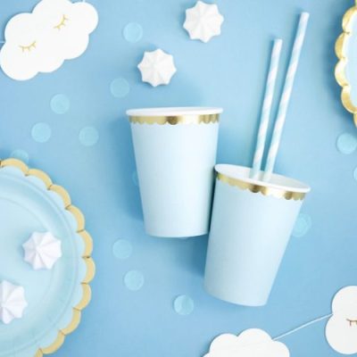 Ποτήρια πάρτυ Γαλάζιο με χρυσό περίγραμμα 6 τεμ