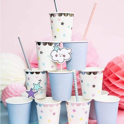 Ποτήρια πάρτυ λευκά με αστεράκια 6 τεμ