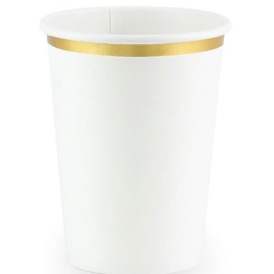Ποτήρια πάρτυ λευκό με χρυσό 6 τεμ
