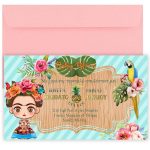 Προσκλητήριο Βάπτισης Frida Kahlo με μακρόστενο Φάκελο