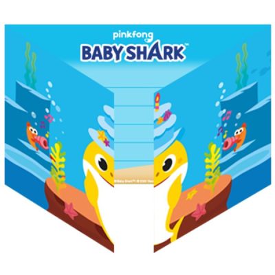 Προσκλήσεις πάρτυ Baby Shark 8 τεμ