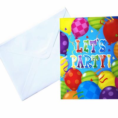 Προσκλήσεις πάρτυ με μπαλόνια Let's Party 8 τεμ