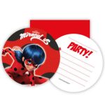 Προσκλήσεις πάρτυ με Φάκελο Miraculous Ladybug 6 τεμ