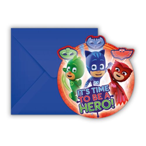 Προσκλήσεις πάρτυ με Φάκελο Pj Masks 6 τεμ