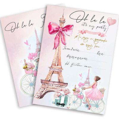 Προσκλήσεις πάρτυ Girl in Paris (8 τεμ)