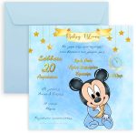 Προσκλητήριο Βάπτισης Baby Mickey με μακρόστενο Φάκελο
