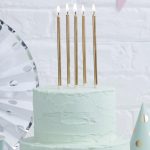 Ψηλά Κεράκια τούρτας Χρυσά 12 τεμ