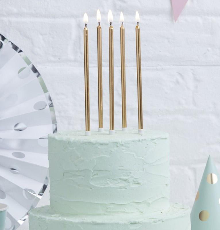 Ψηλά Κεράκια τούρτας Χρυσά 12 τεμ Ψηλά Κεράκια τούρτας Χρυσά 12 τεμ