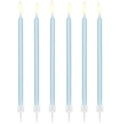 Ψηλά Κεράκια τούρτας Γαλάζια 12 τεμ