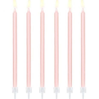 Ψηλά Κεράκια τούρτας Ροζ 12 τεμ