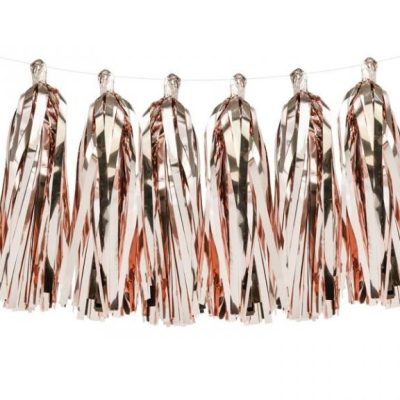 Rose Gold γιρλάντα με φούντες 12 τεμ