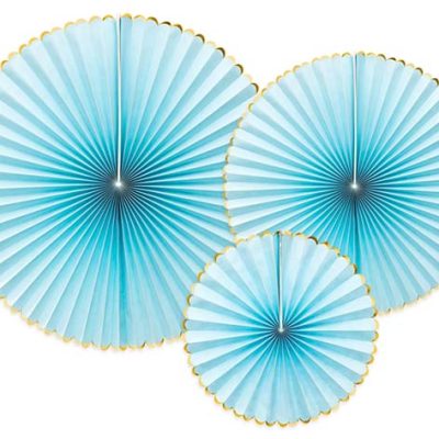 Σετ χάρτινες βεντάλιες ανοιχτό γαλάζιο 3 τεμ.