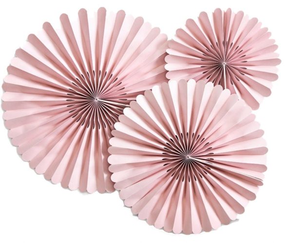 Σετ χάρτινες βεντάλιες Dusty ροζέ 3 τεμ