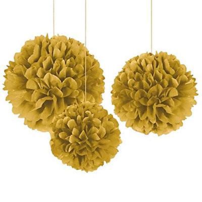 Σετ Χρυσά χάρτινα Pom Pom 3 τεμ