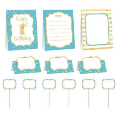 Σετ διακόσμησης μπουφέ 1st Birthday μπλε 12 τεμ