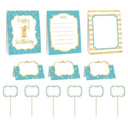 Σετ διακόσμησης μπουφέ 1st Birthday μπλε 12 τεμ
