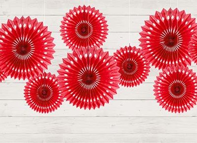 Σετ κόκκινες χάρτινες βεντάλιες 3 τεμ