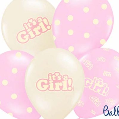 Σετ Μπαλόνια τυπωμένα It's a Girl 6 τεμ