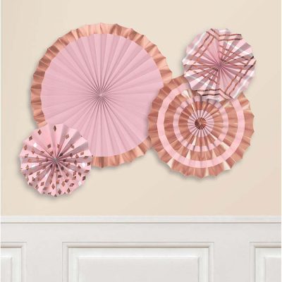 Σετ rosegold χάρτινες βεντάλιες 4 τεμ