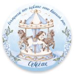 Στρογγυλή Αφίσα Βάπτισης - Καρουζέλ αγόρι