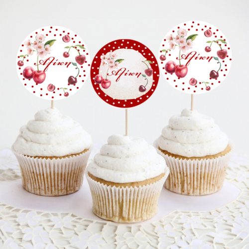 Topper Cupcake Κεράσι (6 τεμ)