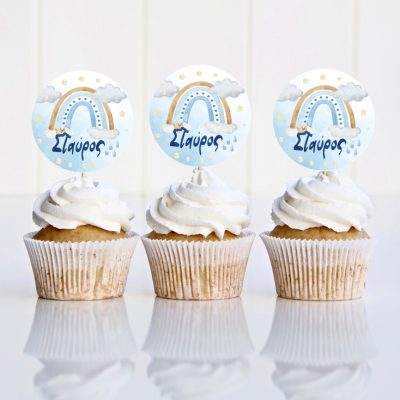 Topper Cupcake Ουράνιο Τόξο αγόρι (6 τεμ)